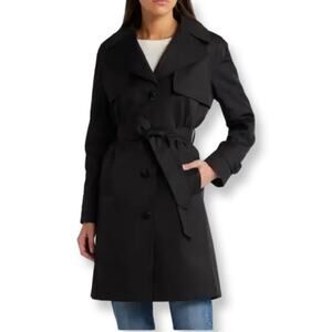 NWT Time And Tru Black Midi Trench Rain Coat